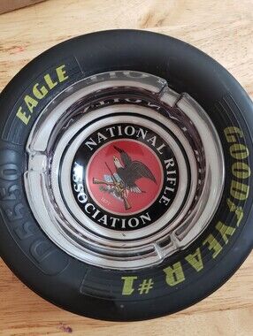 Vintage Glass Ashtray Rubber Tire Racing Collectible Goodyear Eagle D5550 NRA